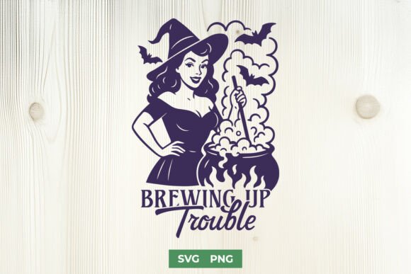 Brewing Up Trouble SVG Retro Pinup PNG Review