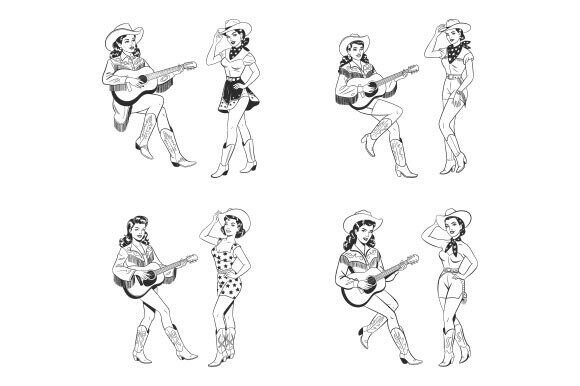 Cowgirl Pinups SVG Retro Western Bundle
