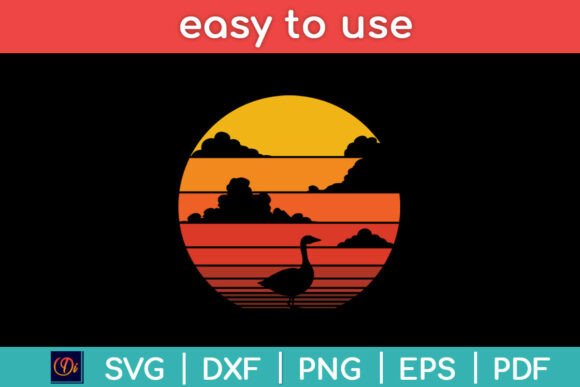 Duck Sunset Retro Style Svg Png File Review