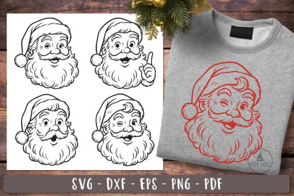 Vintage Santa Face SVG Retro Christmas Review